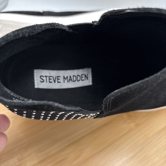 Steve Madden Crushin Black Suede Studded Ankle Booties Womens Size 7.5 M Boots - Picture 8 of 9